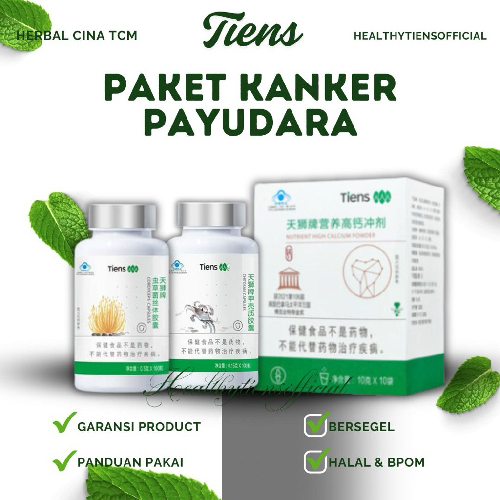 Paket Herbal Tiens Pendukung Pasien Kanker Payudara | Muncord, Chitosan, Calcium | Dukung Imun, Deto