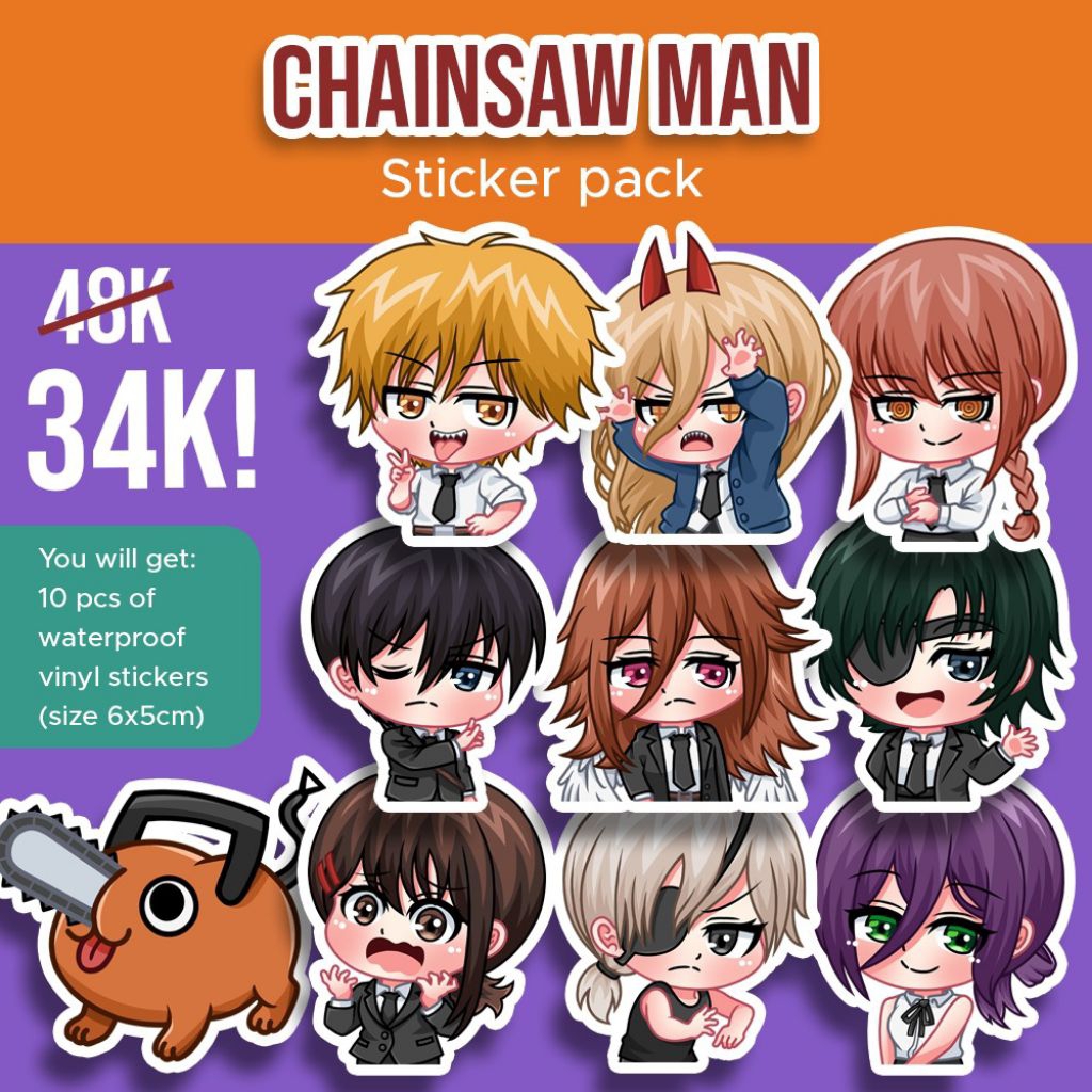 

Stiker pack anime chainsaw man (isi 10 karakter) anti air
