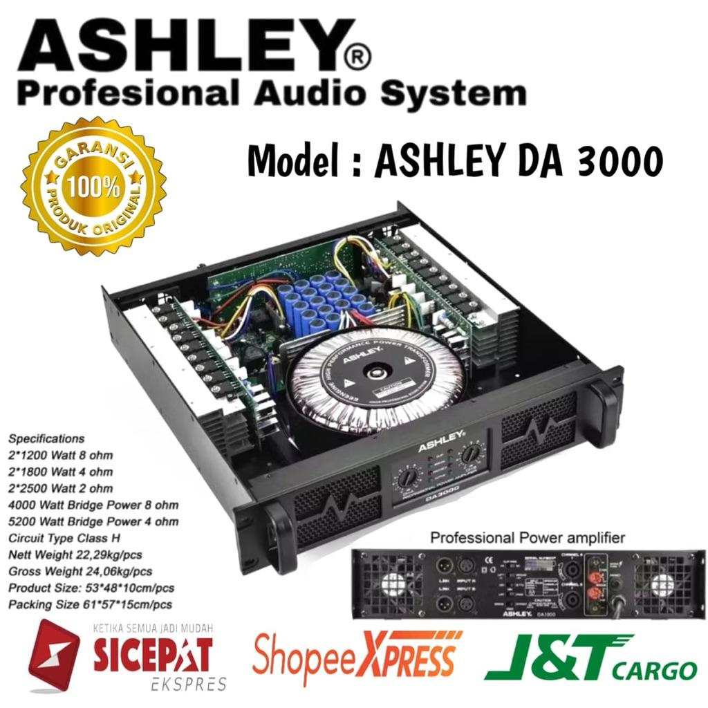 Power Amplifier Ashley Da3000 Original Power Amplifier Ashley 2 Channel Class H