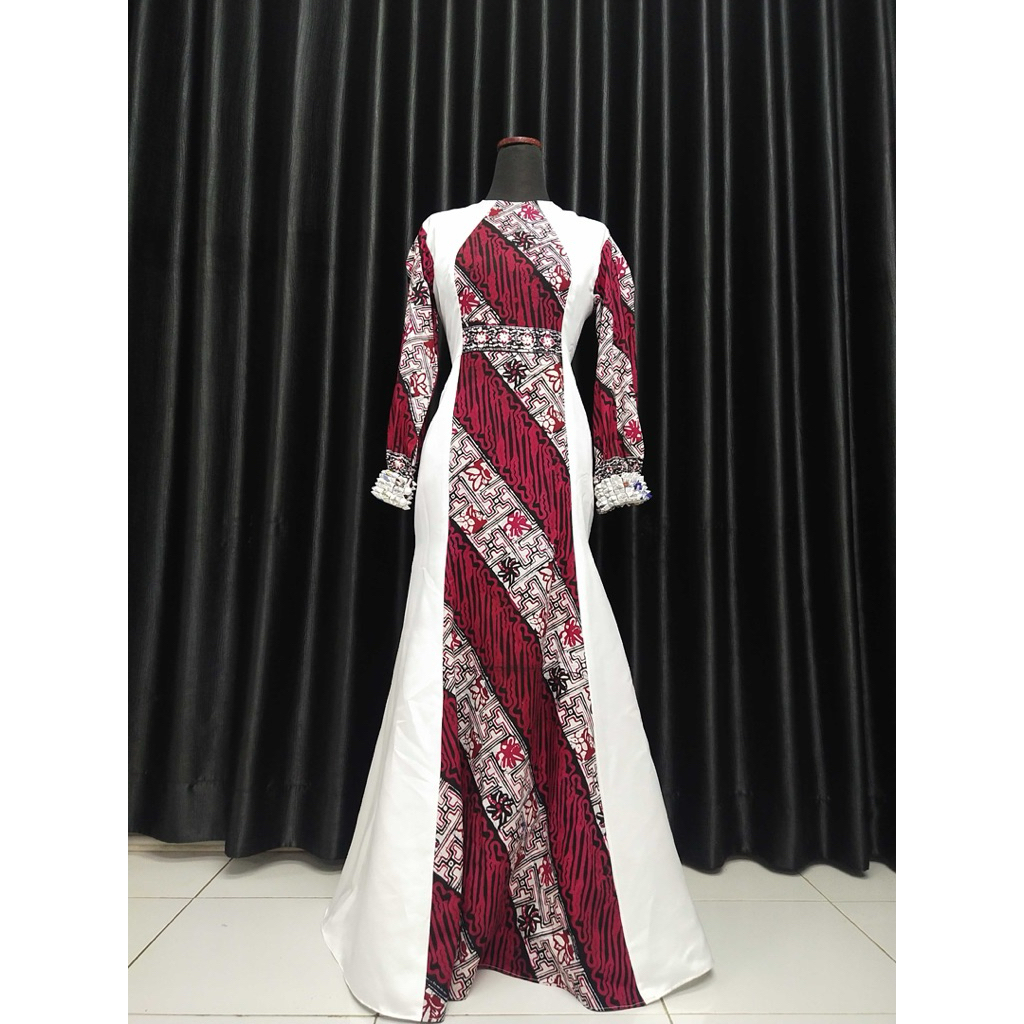 Gamis Batik cirebon, dress batik cirebon, dress premium