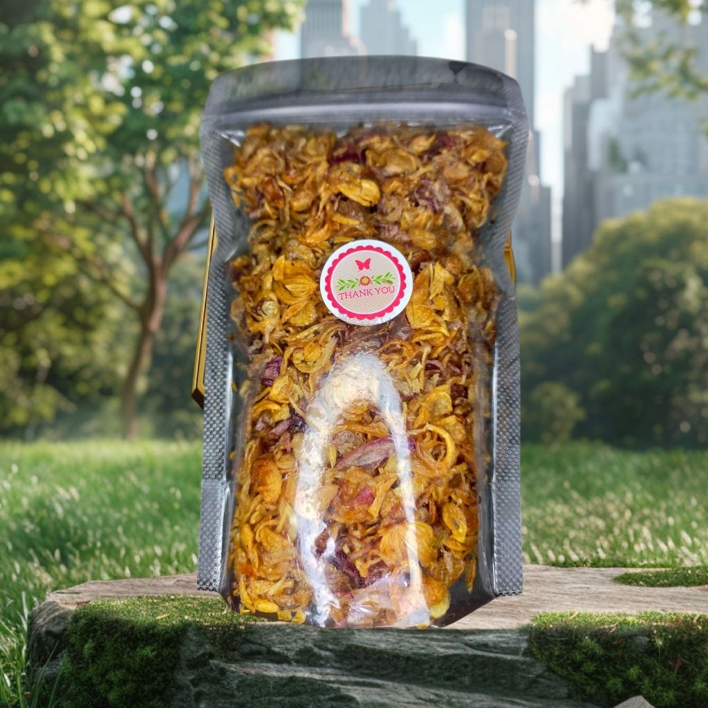 

No:8. Bawang goreng, GRADE C bawang dari probolinggo kemasan 50gr POUCH.