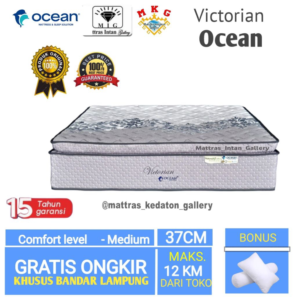 Kasur Ocean Springbed Victorian Latex T37 Cm - kasur spring bed ocean Spring bed size 160 - 180 band