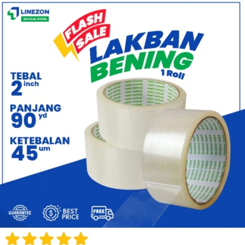 

lakban bening/stempel ukuran 45mm 90yard/100yard