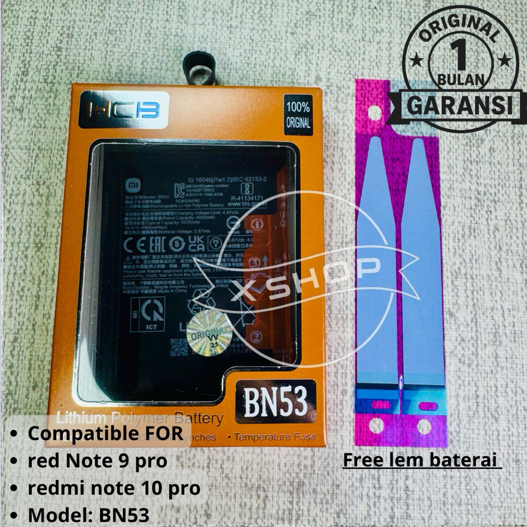 BATERAI XIAOMI REDMI NOTE 9 PRO BATRE REDMI NOTE 10 PRO BATRE XIAOMI BN53 ORIGINAL Free Lem Baterai