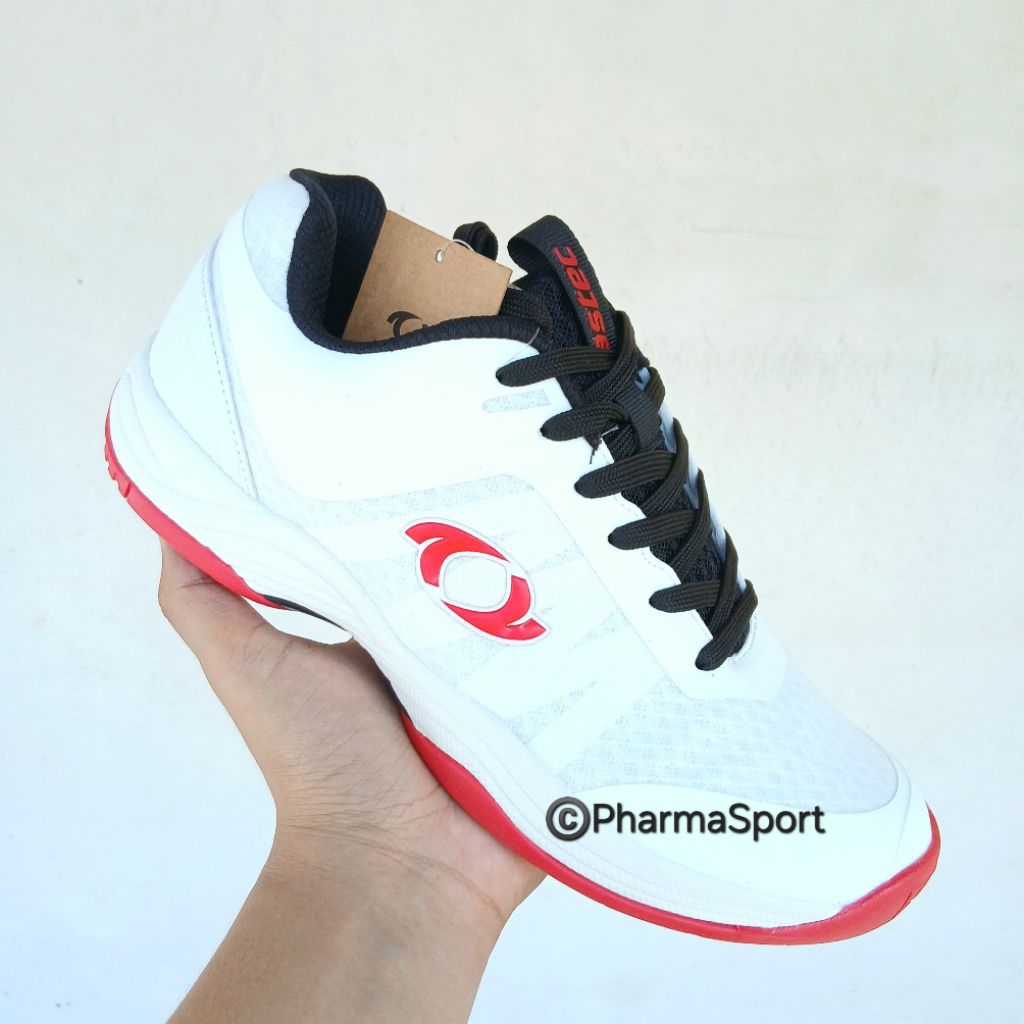 Sepatu Astec Firecrest White Red Badminton Original Bulutangkis Murah Keren