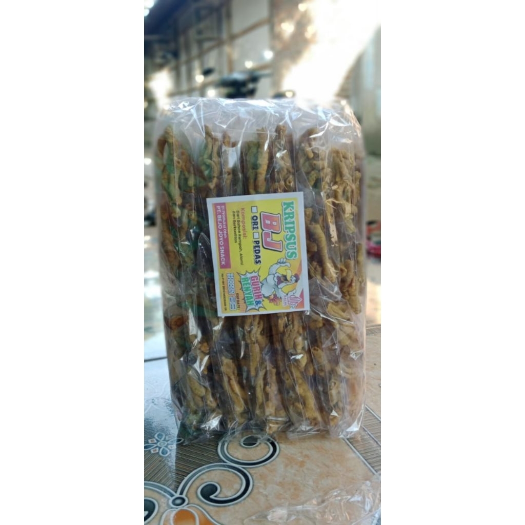 

KRIPIK USUS AYAM CRISPIY KEMASAN 1000AN isi 10x12 HARGA GLOSIR