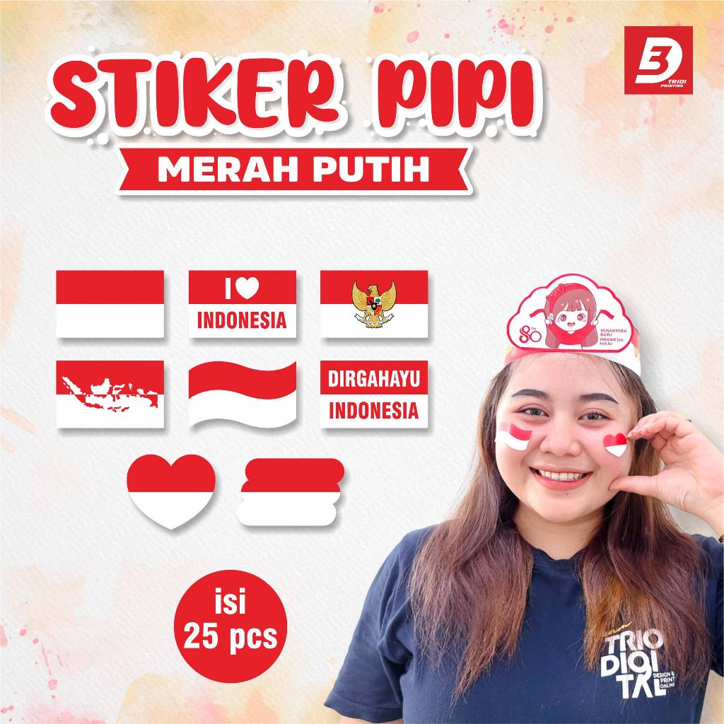 

(isi 25 pcs) Stiker Pipi Merah Putih Kemerdekaan uk 4x2,5cm