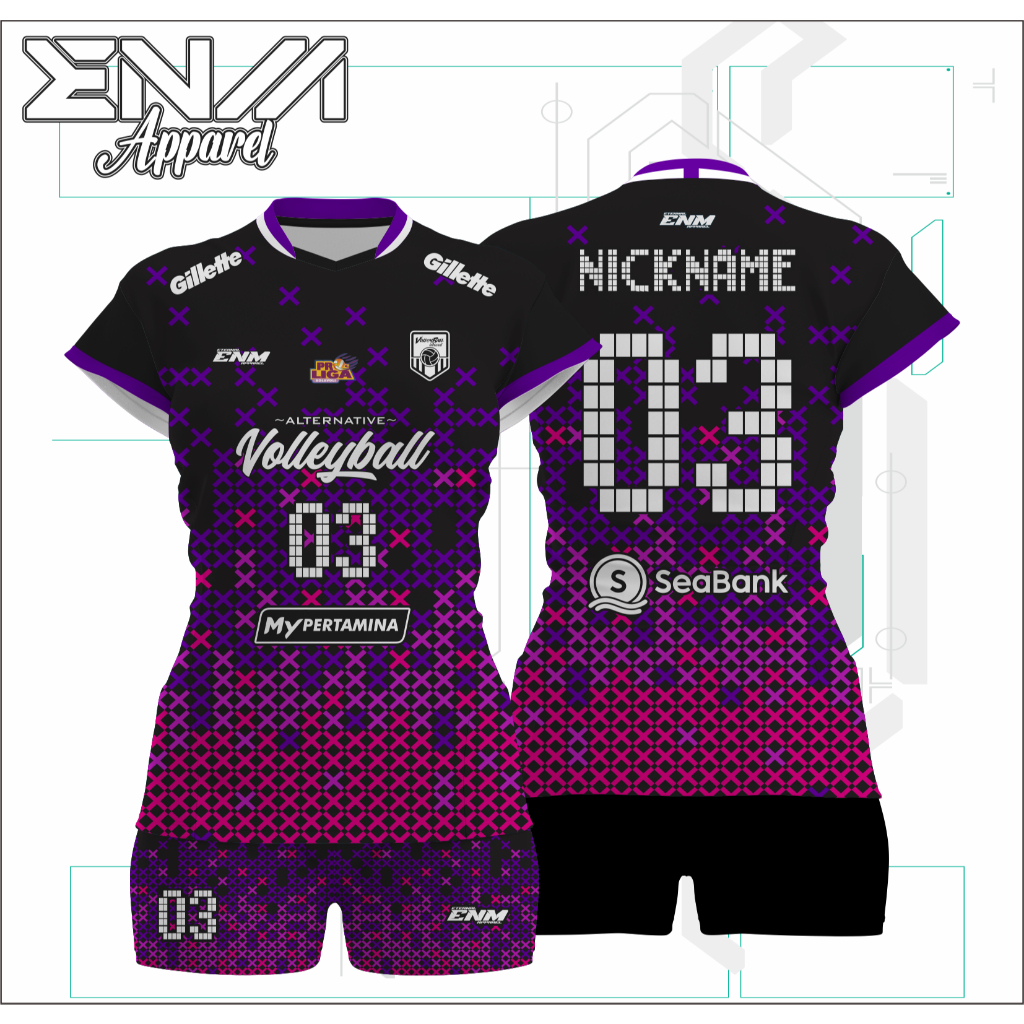 Jersey volly cewek SEXY PIXEL custom baju volly cewek full print set jersey voli cutting cewek femin