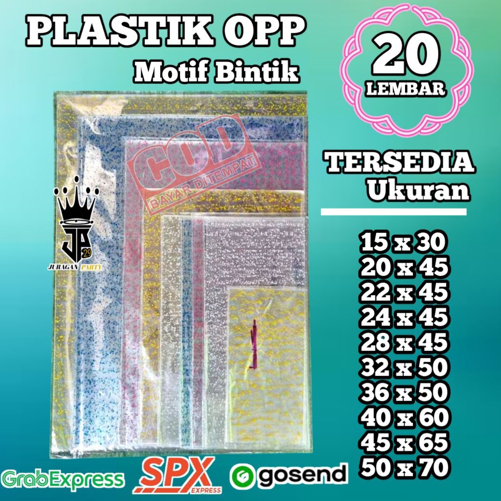 

(20 Lembar) Plastik Opp motif bintik, Plastik Parcel Opp, Plastik Kado