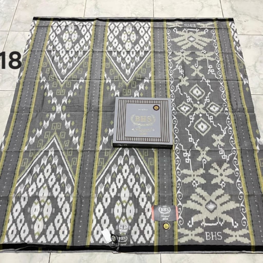 Sarung BHS Royal IDB Silver Premium Mercerized Motif Kawung Jahitan Tengah ATBM (Bisa COD)