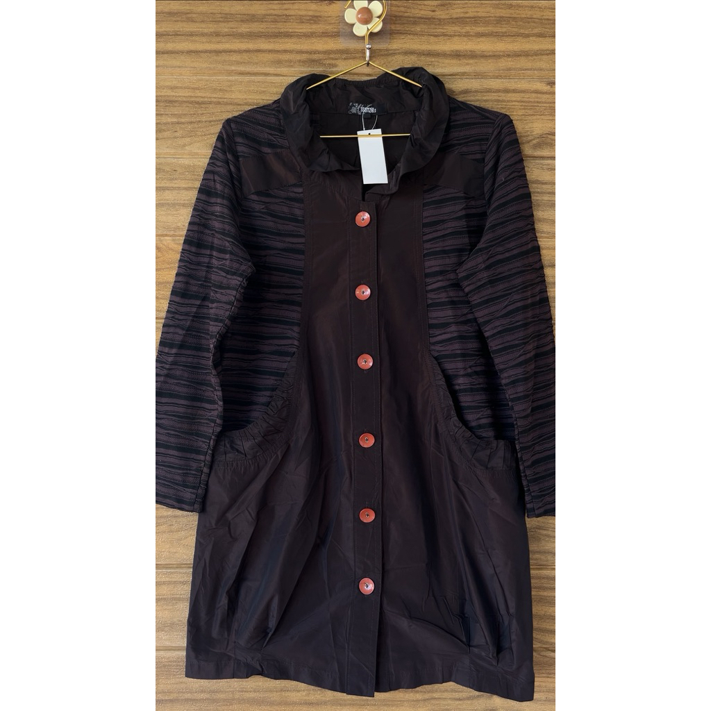 long blazer import Luxury premium warna dark coklat Ld 105 cm panjang 77 cm