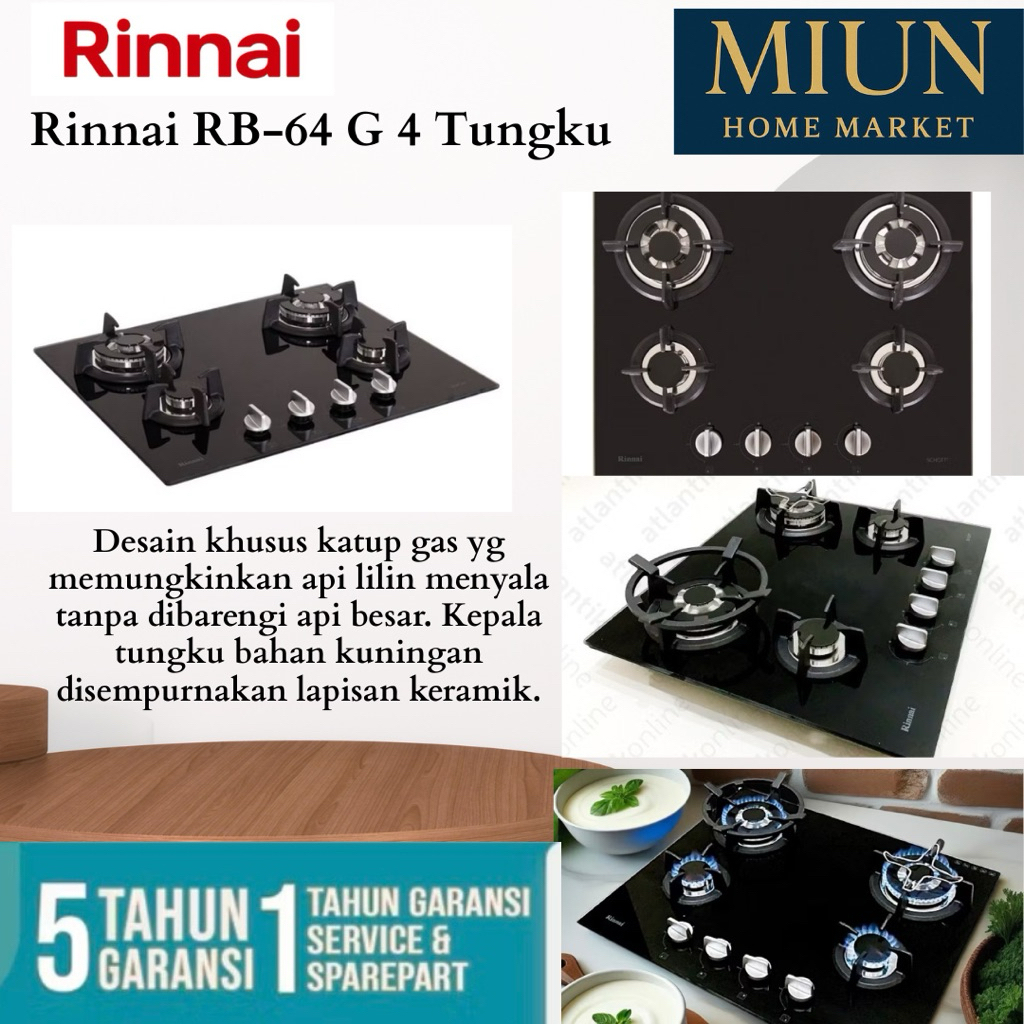 Kompor Gas Tanam Rinnai RB-64G 4 Tungku RB 64 G / 4 tungku