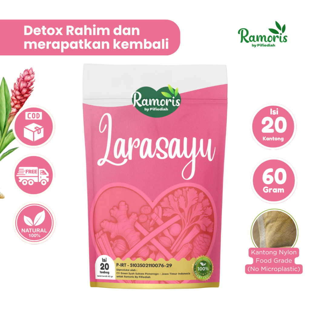 

Larasayu Detox Rahim Melancarkan Haid Keputihan Merapatkan dan Promil Manjakani - 20 bag 60 gram