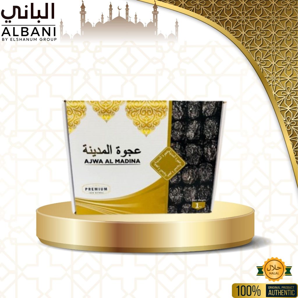 

Kurma Ajwa 1kg Dus Putih Premium/ Kurma Nabi Ajwa Asli / Kurma Ajwa Non - Organic Elshanum