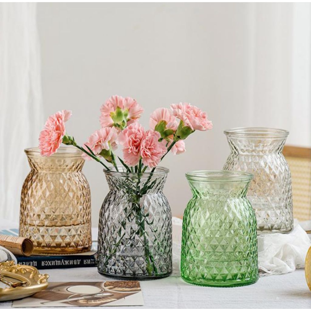 VAS BUNGA KACA BENING ESTETIK CRYSTAL GLASS FLOWERS VASS - VAS BUNGA KACA MULTIFUNGSI - VAS KACA BUN