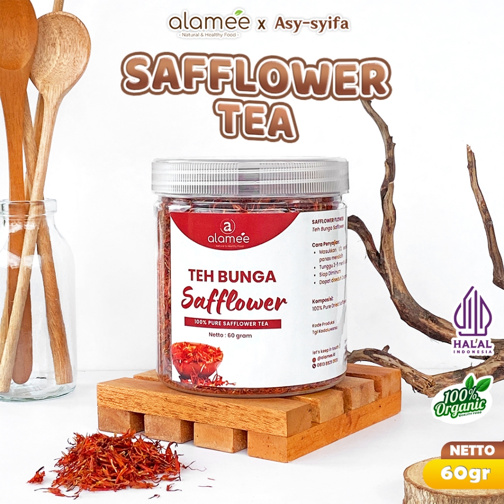

ALAMEE Teh Bunga Safflower Herbal Tea Original Organik 60gr Alami Siap Seduh Sehat Organik