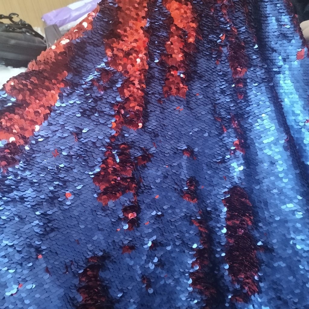 bahan tile sequin gradasi garmen terbaru/kain tile Payet bolak balik limited