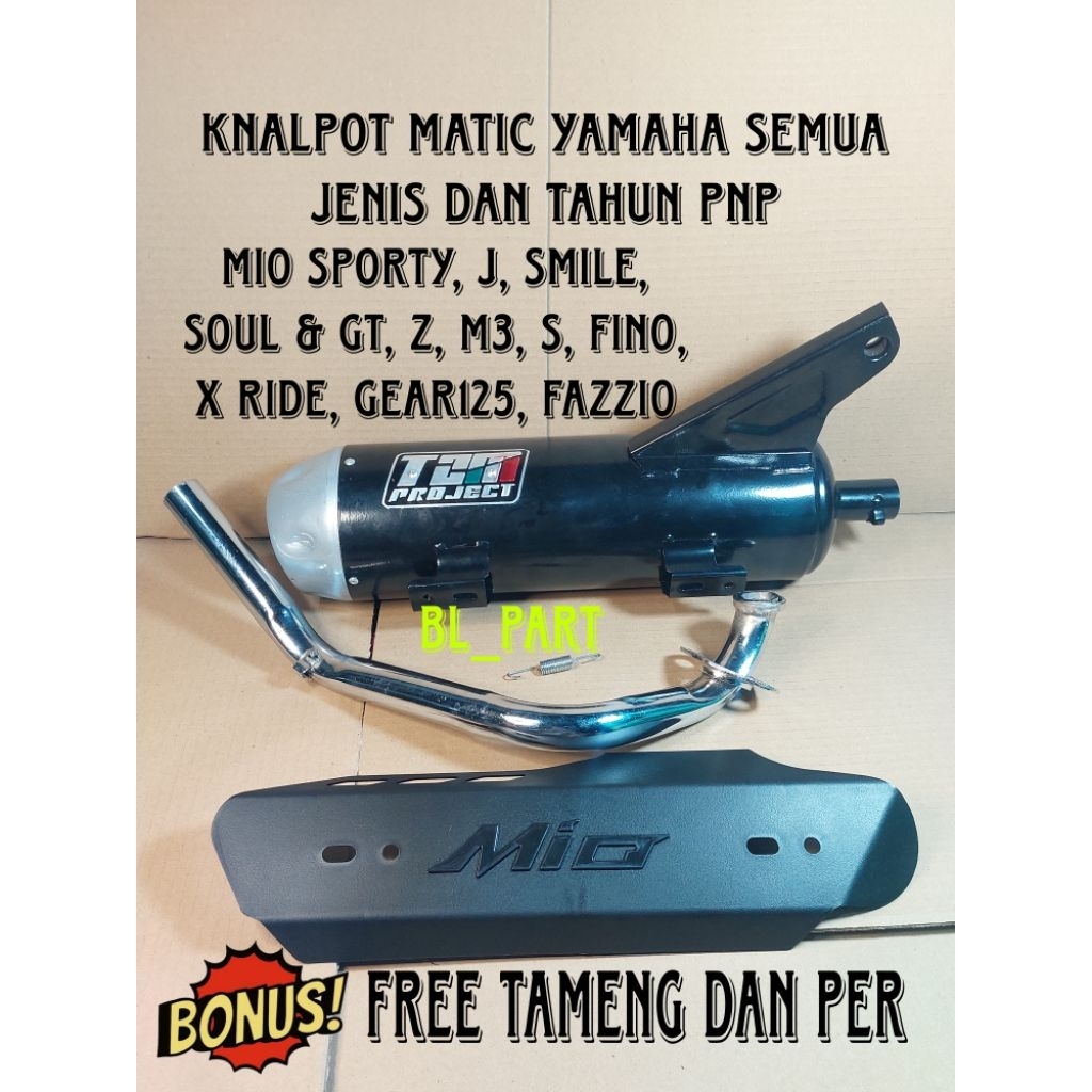 KNALPOT COPY T2M MIO ALL TYPE, FINO, FAZZIO, GEAR 125, XRIDE BASS ADEM GACOR (bonus tameng)