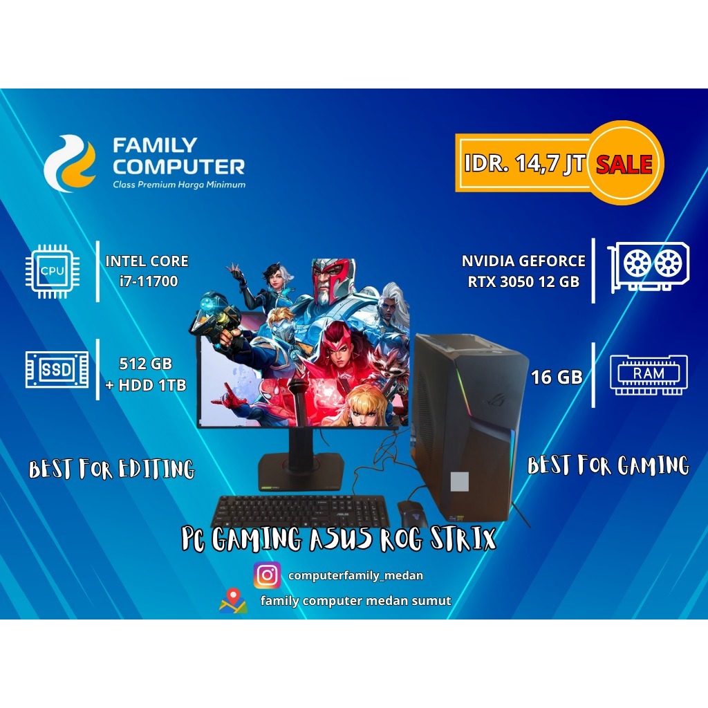 PC GAMING ASUS ROG STRIX G10CE-701153603W|INTEL CORE I7-11700|SSD 512GB+HDD 1TB|RAM 16GB|NVIDIA GEFO