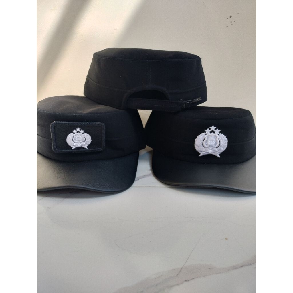 Pilkep Bintara Komando Terbaru lidah Topi kulit | Jual Fielcap Polri Bintara kain halus