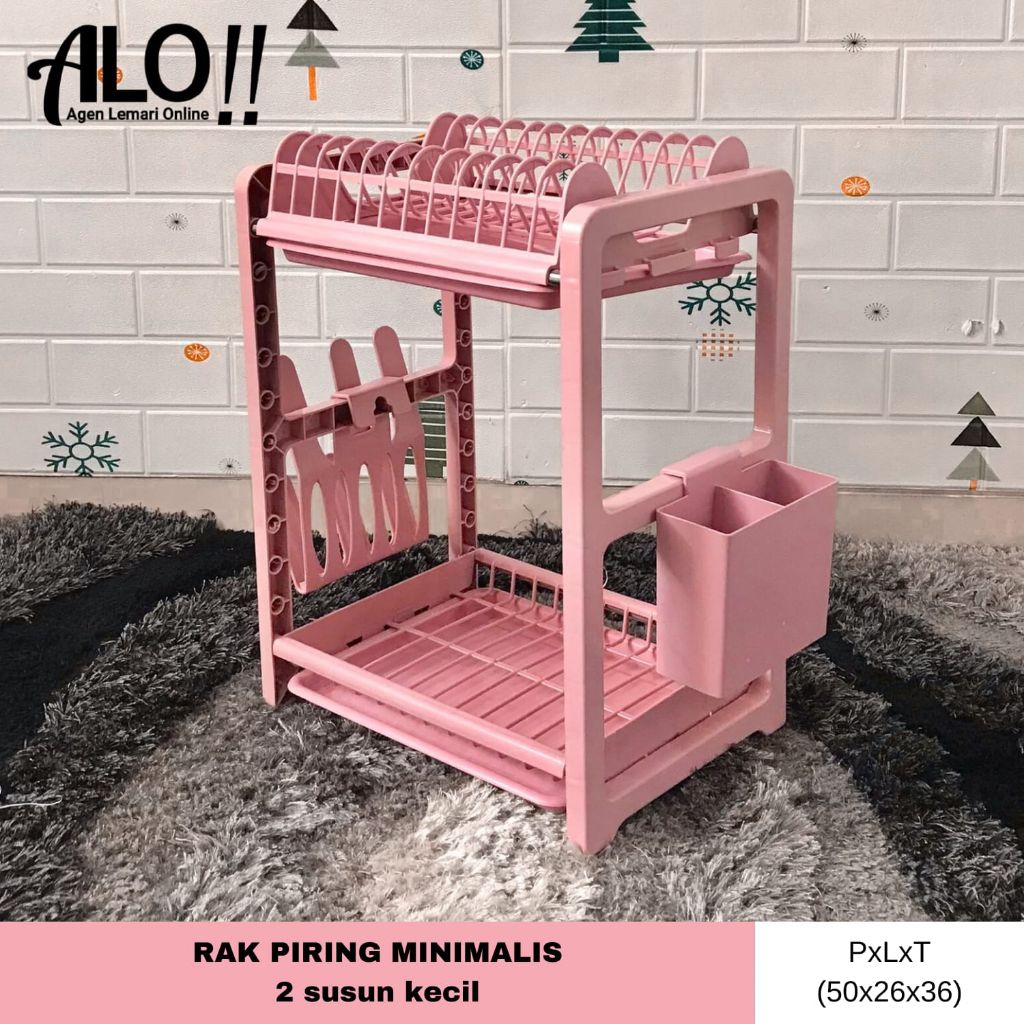 Rak Piring Plastik Minimalis 2 Susun Fawsline kecil