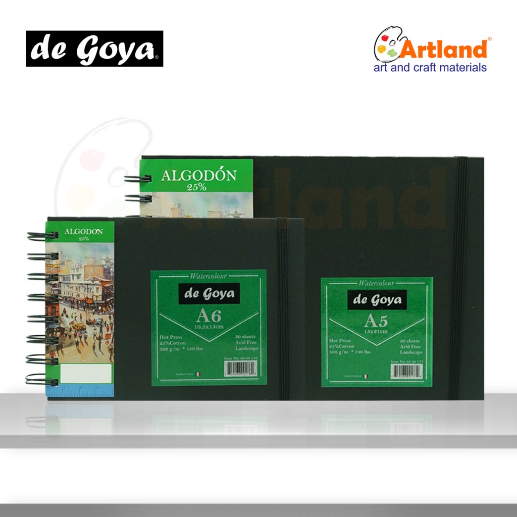 

de Goya Watercolour Book Algodón 300gsm 25% – Kertas Lukis Aquarel Hot Press A5 & A6