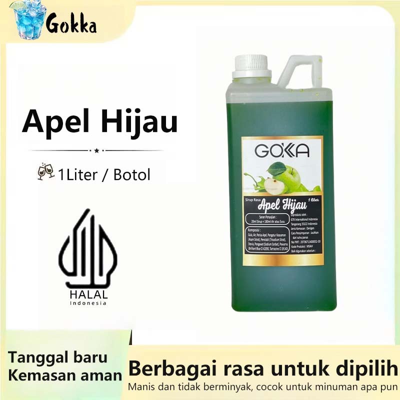 

GOKKA Sirup Minuman Rasa Apel Hijau 1L Syrup / Sirup Apel Hijau Sertifikasi Halal