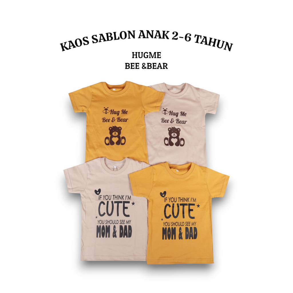KAOS ANAK GAMBAR BERUANG HUGME BEE AND BEAR