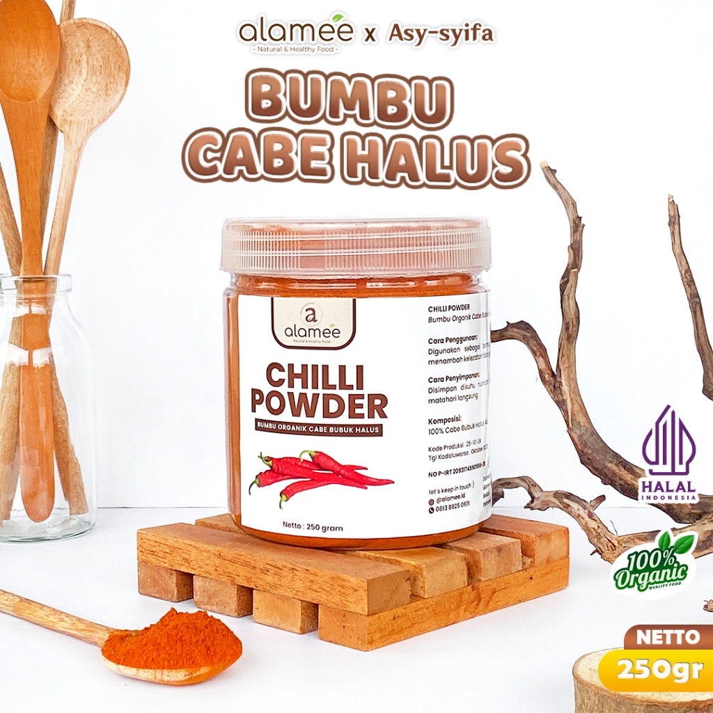 

Bumbu Cabe Cabai Bubuk Kering Halus Pedas Chilli Seasoning Powder Cabai Rempah Murni Asli Dapur 250g