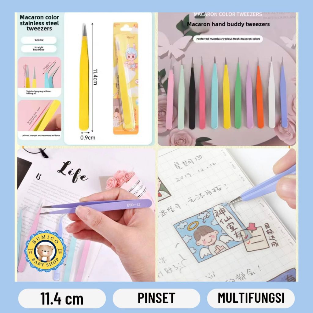 1 Set  Pinset Straight n Curved Untuk Scrap Book, Sticker, Nail Art, Eyelash, Nori Pinset Lurus dan 