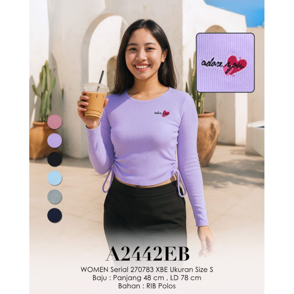 KAOS LEMONE LENGAN PANJANG RIB POLOS