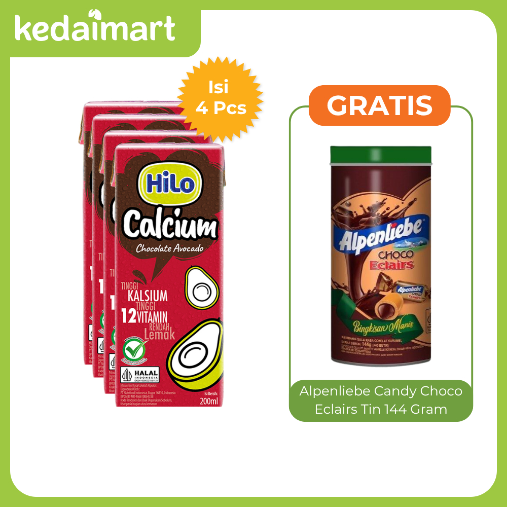 

Buy Hilo UHT Chocolate Avocado 200 Ml x 4 Pcs FREE Alpenliebe Candy Choco Eclairs Tin 144 Gram