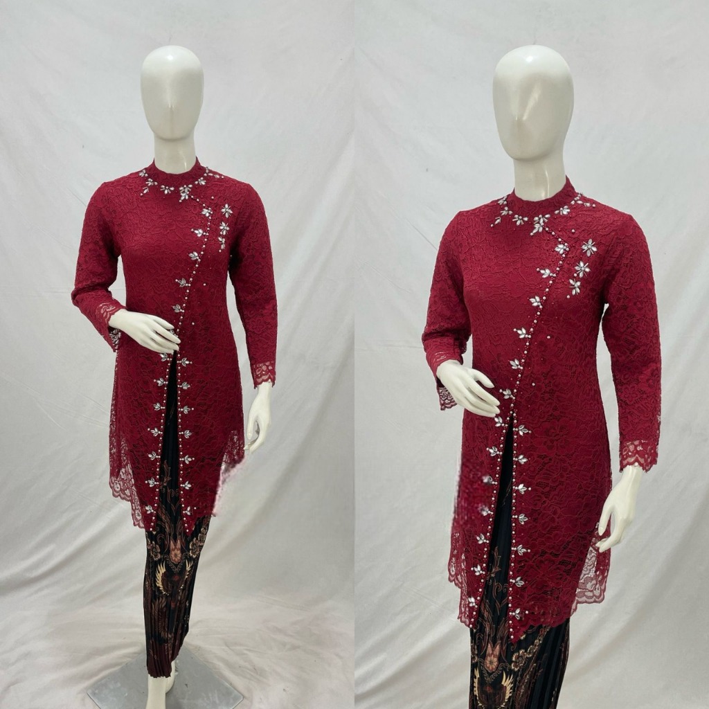 Kebaya Modern tunik brokat Nagita kebaya wisuda bahan brokat kombinasi payet