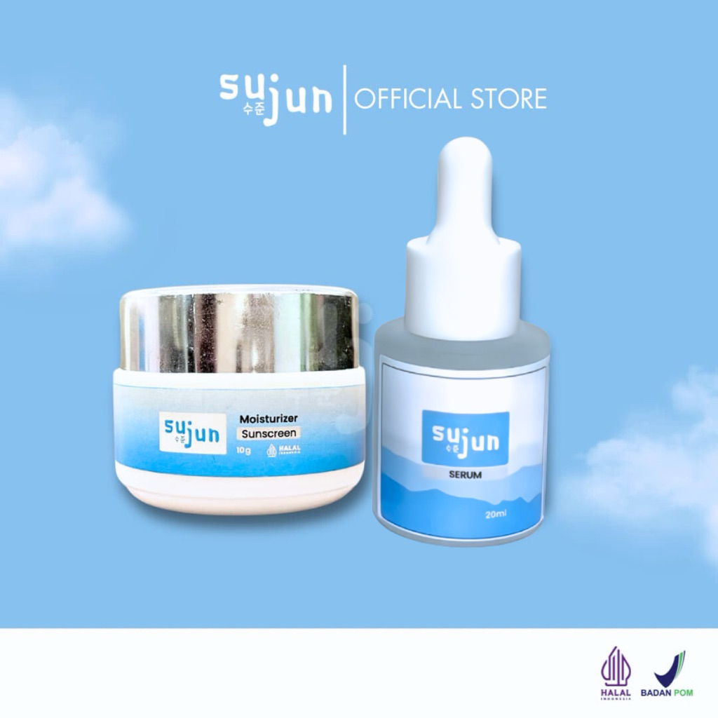 Sujun Skincare Bundle Moisturizer Sunscreen + Brightening Serum – Pelembab Tabir Surya Sf 30 dan Ser