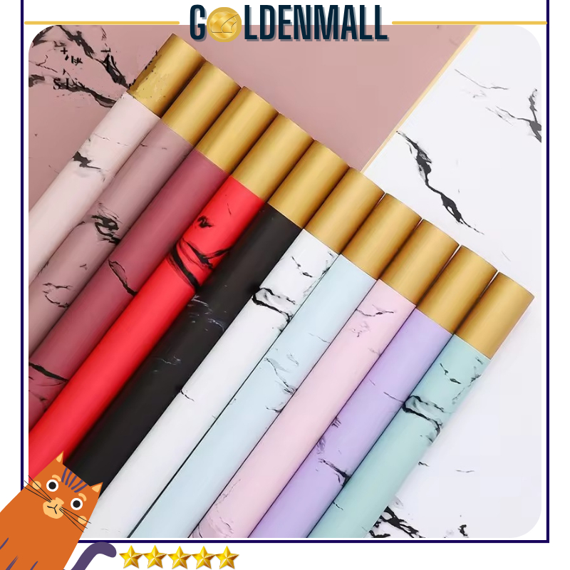 

20 LEMBAR Kertas Buket Gold Marble Marmer Cellophane Flower Wrapping Paper Florist 6105