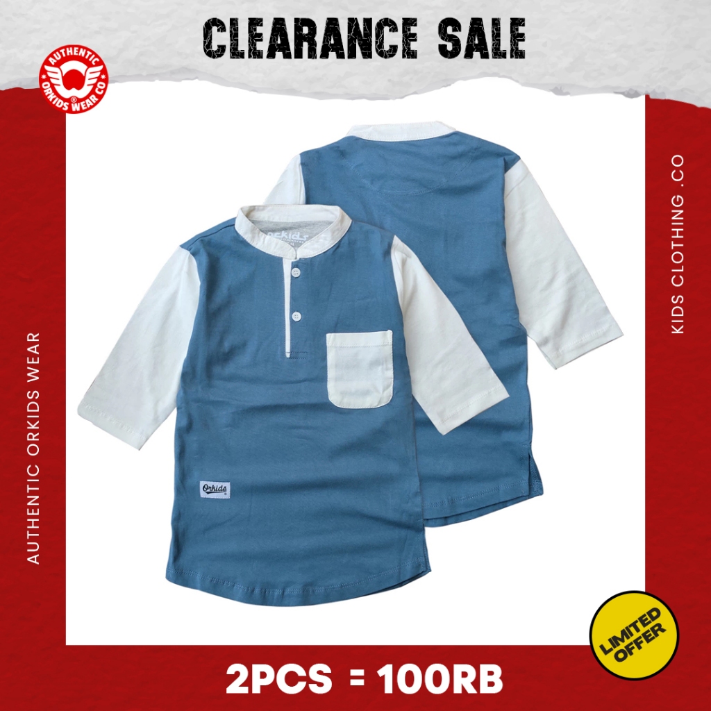 ORKIDS Baju Koko Kurta Anak Laki-Laki Umur 1 - 12 tahun Kerah MAndarin  Shanghai Lengan 3/4 Syna