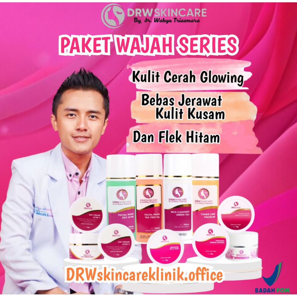 DRW Skincare Paket Wajah DRW Cream Glowing, Flek Hitam Membandel, Acne Jerawat, Bekas Jerawat