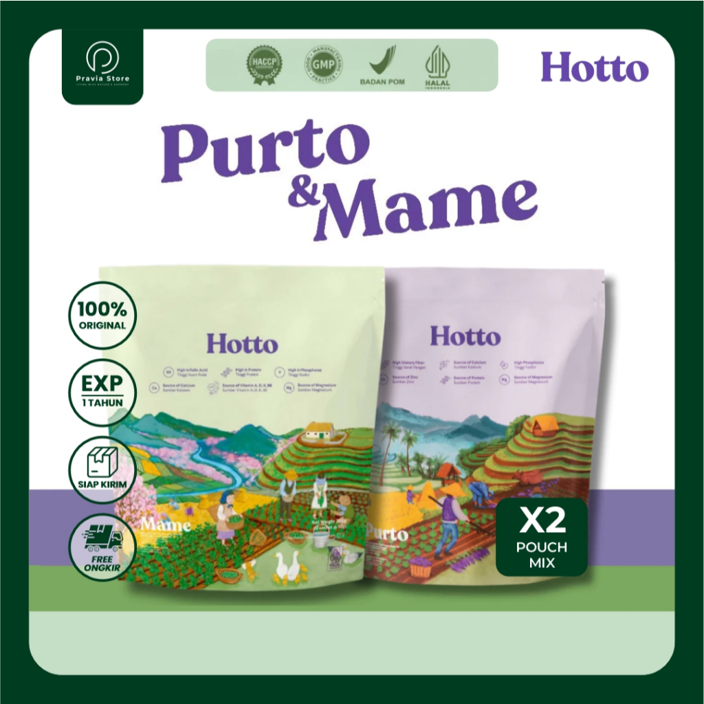 

Hotto Mame dan Purto MIX 2 Pouch (28 Sachet) Multigrain Tinggi Protein Edamame + Multigrain Ubi Ungu