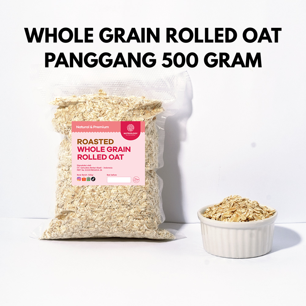 

Rolled Oat panggang 500 gr roasted oatmeal wholegrain Gandum Utuh Kasar Natural Premium Alami