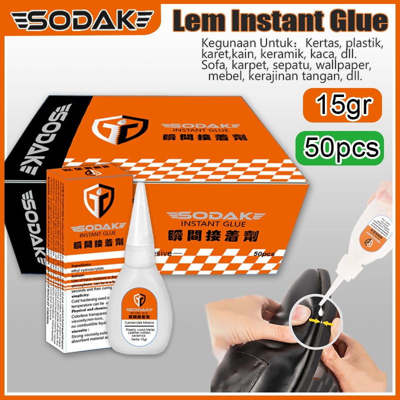 

50pcs SODAK Lem Korea Original / lem sepatu&sandal Super Kuat / Lem Cair Super Glue Serbaguna 007