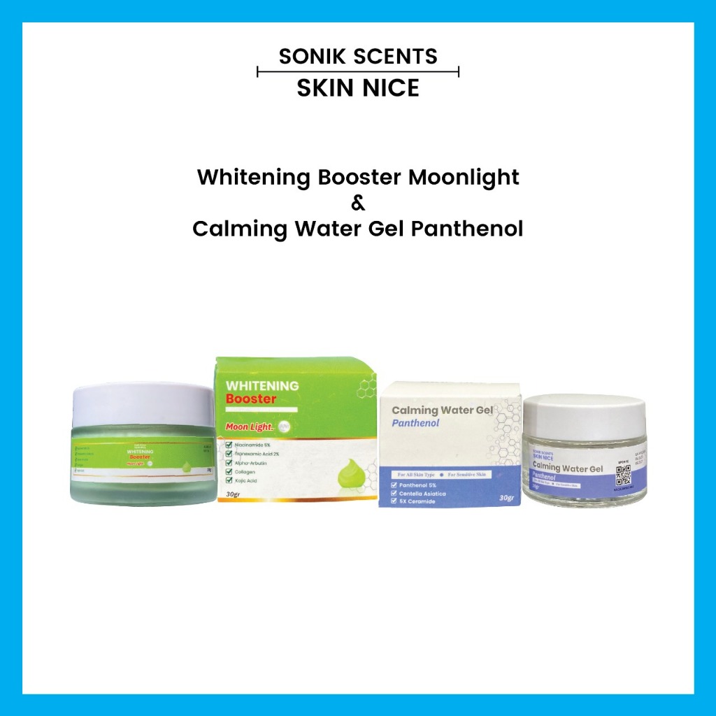 SONIK SCENTS Paket Anti Flek hitam Skin Nice Whitening Booster cream 50g  Hijau dan Calming Water Ge