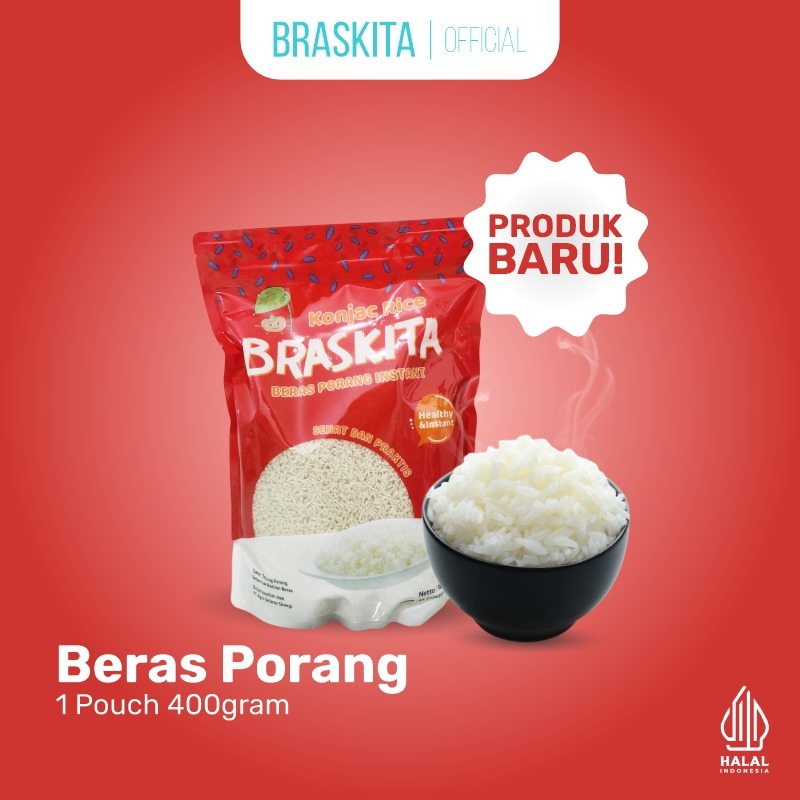 

Braskita New Beras Porang Pouch 400 Gram - Shirataki Konjac Rice