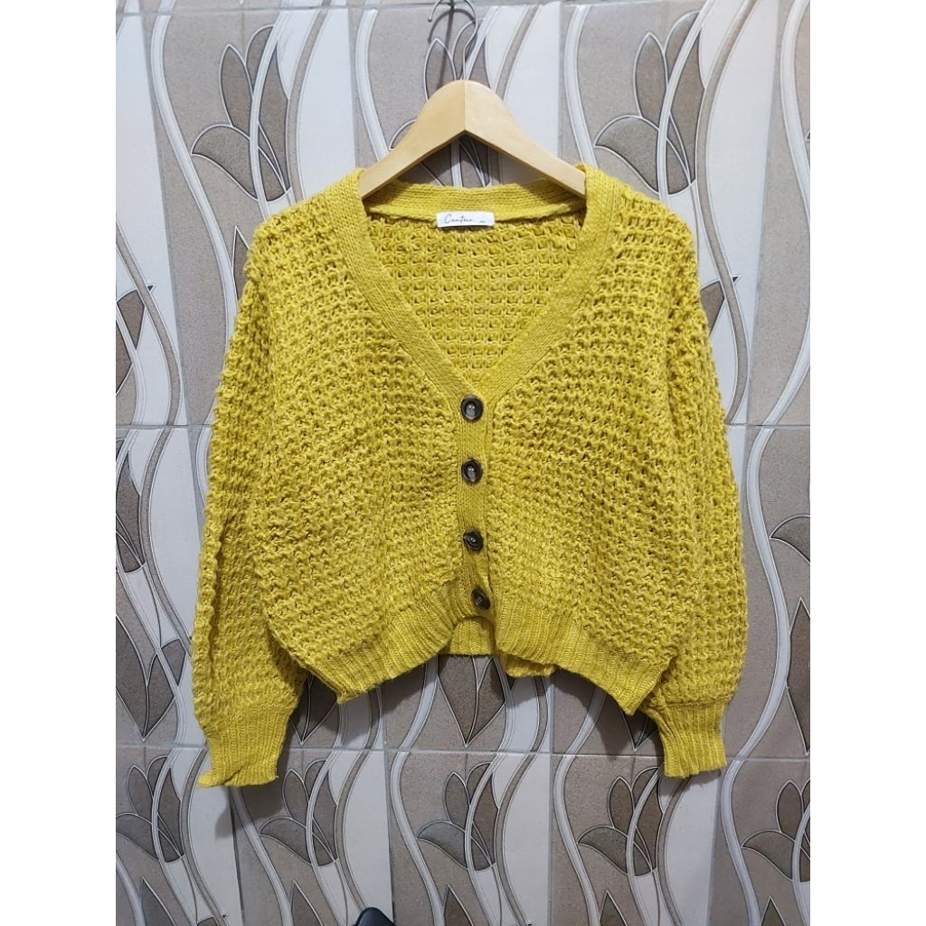 CANTEEN CARDIGAN RAJUT CROP LENGAN BALON OVERSIZE