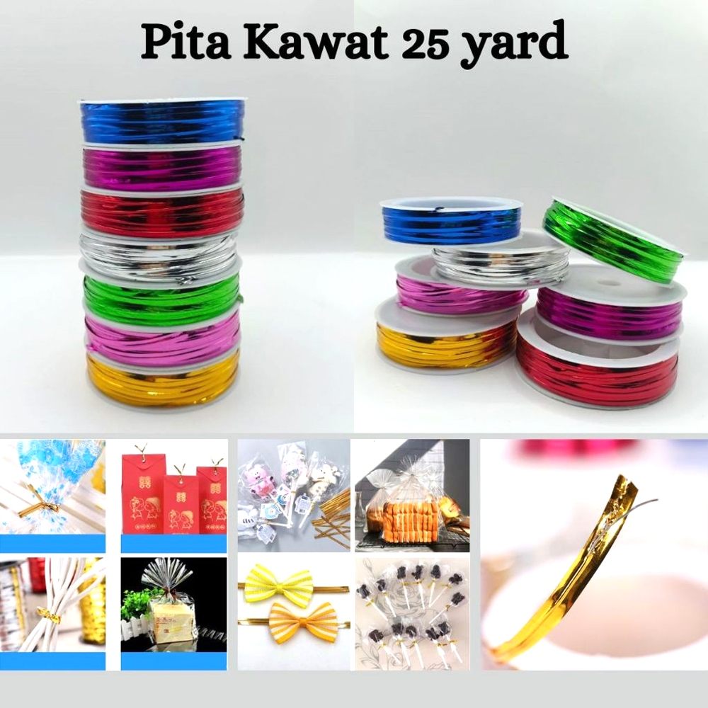 

COD Joy KTB Pita Kawat Roll Ribbon Craft Decorating Gift Foil Twist Tie Tali Pengikat Souvenir 1Roll