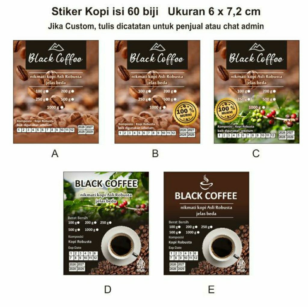 

Stiker Kopi isi 60 pcs. Ukuran 6 x 7,2 cm