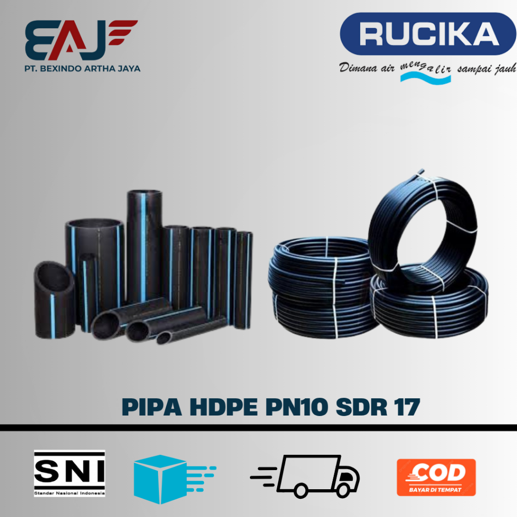 PIPA HDPE 4" Inch 50 Meter PN10 I Pipa Air Bersih Bertekanan I S 8 - SDR 17 / Pipa HDPE 4 Inch