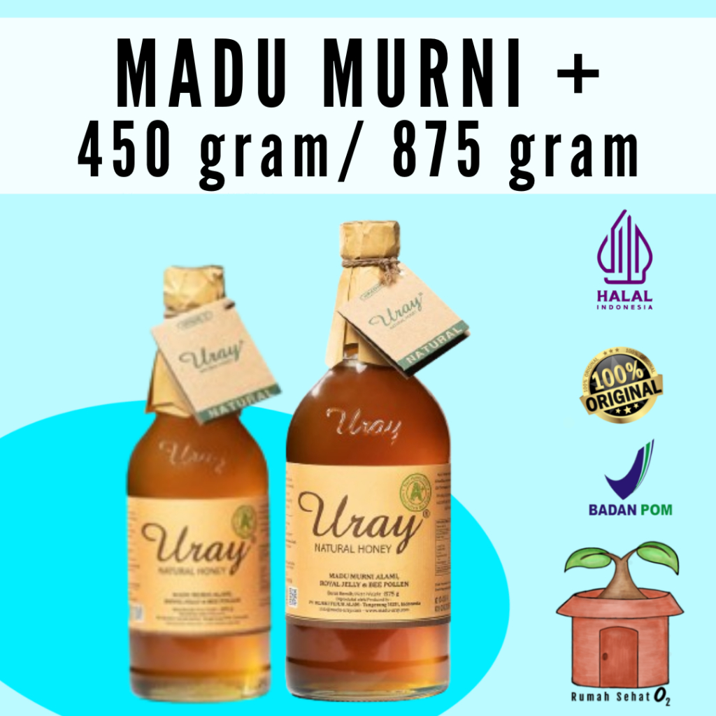 

Madu Uray Natural Grade A+ 450g Murni Royal Jelly Bee Pollen Raw Honey Hutan Alam Indonesia Asli