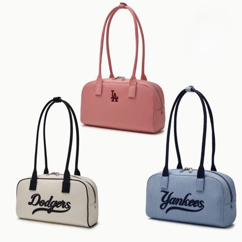TAS WANITA MLB YA KEES VARSITY CURSIVE DENIM DODGERS SHOULDER BAG TOTE BAG TOTEBAG FASHION