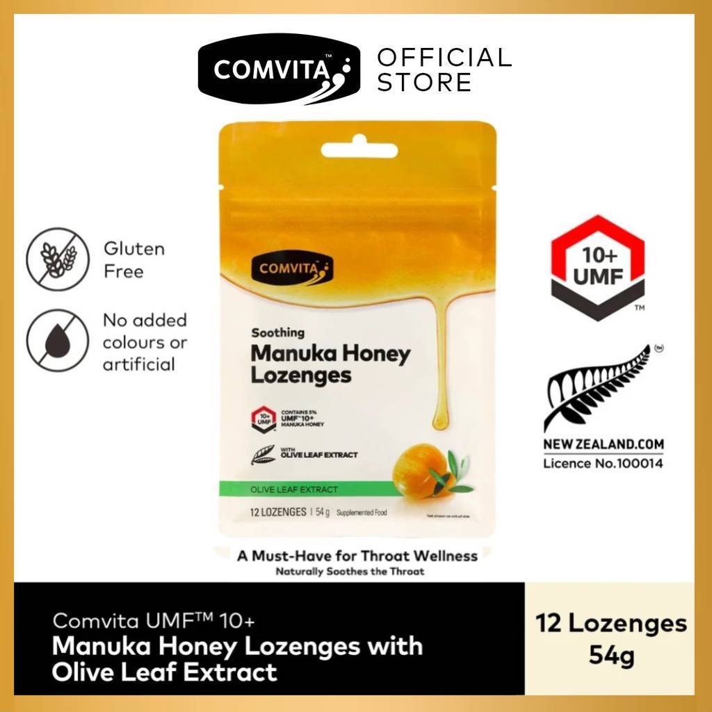 

Comvita Manuka Honey Lozenges - Olive Leaf Extract 12s Permen Madu Asli Alami Original New Zealand