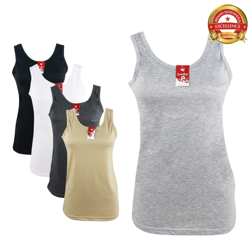 Scelta - Kamisol Tanktop Wanita Atasan Tank Top Camisole Polos Bahan Poliester Rayon At Sc 1158